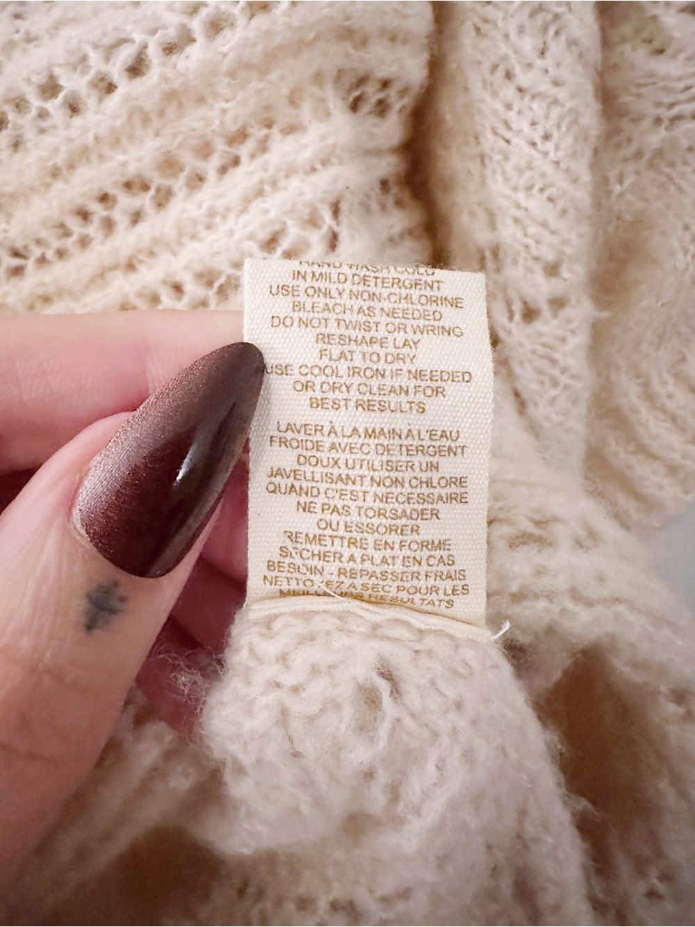 Free People Nymph Pointelle Poncho Sweater Oversized Pink Short Sleeves Wool - Picture 5 of 6